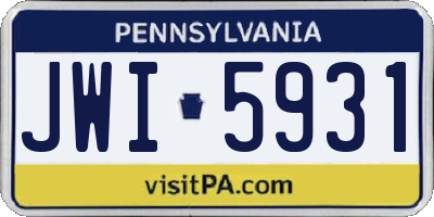 PA license plate JWI5931