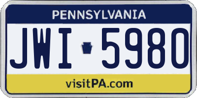 PA license plate JWI5980