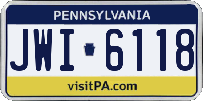 PA license plate JWI6118