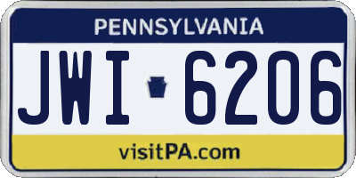 PA license plate JWI6206
