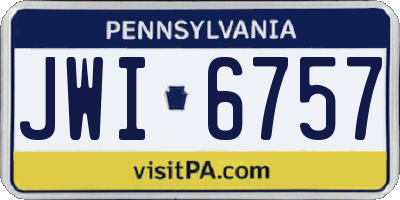PA license plate JWI6757