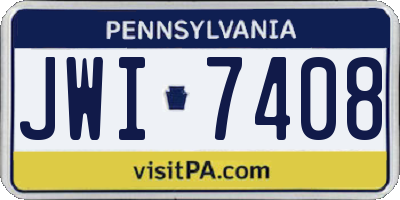 PA license plate JWI7408