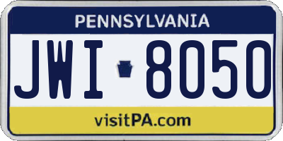 PA license plate JWI8050