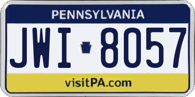 PA license plate JWI8057