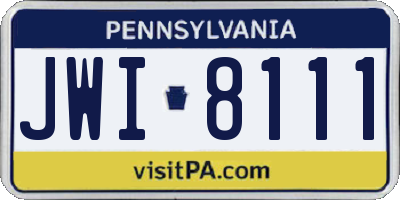 PA license plate JWI8111