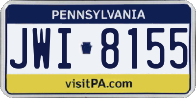 PA license plate JWI8155