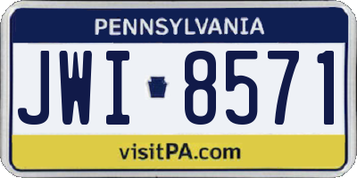 PA license plate JWI8571