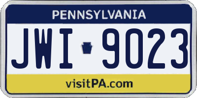 PA license plate JWI9023