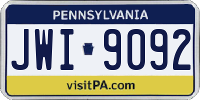 PA license plate JWI9092
