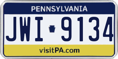PA license plate JWI9134