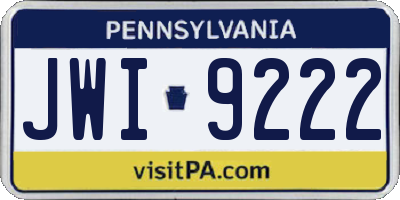 PA license plate JWI9222