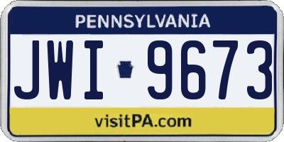 PA license plate JWI9673
