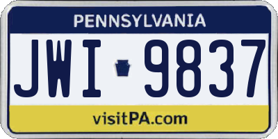 PA license plate JWI9837
