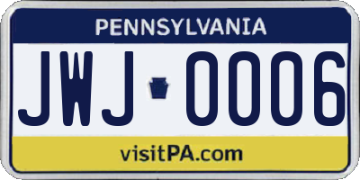 PA license plate JWJ0006