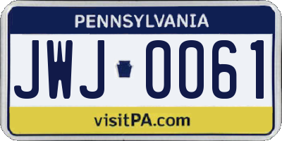 PA license plate JWJ0061
