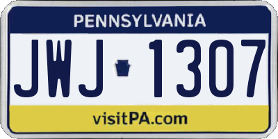 PA license plate JWJ1307