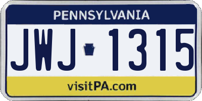 PA license plate JWJ1315