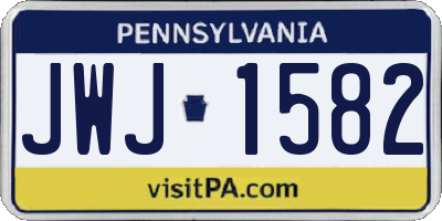 PA license plate JWJ1582