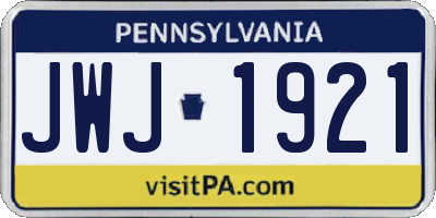 PA license plate JWJ1921