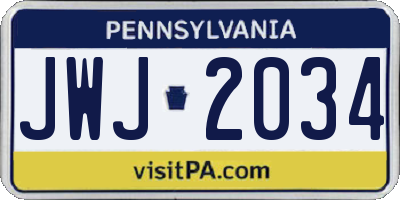 PA license plate JWJ2034