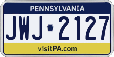 PA license plate JWJ2127
