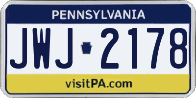 PA license plate JWJ2178