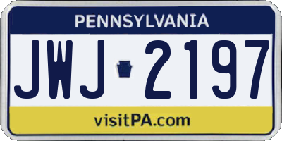 PA license plate JWJ2197