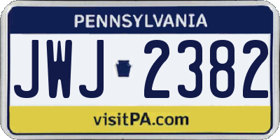 PA license plate JWJ2382