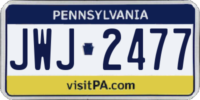 PA license plate JWJ2477