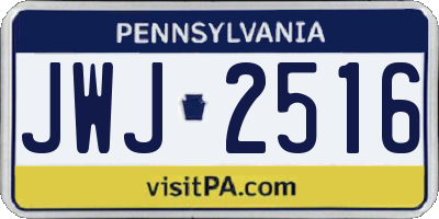 PA license plate JWJ2516