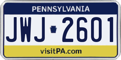 PA license plate JWJ2601