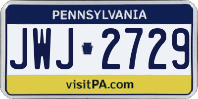 PA license plate JWJ2729