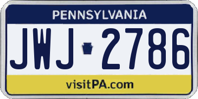 PA license plate JWJ2786
