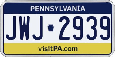 PA license plate JWJ2939