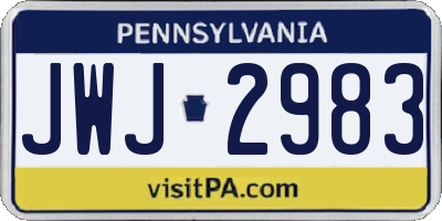 PA license plate JWJ2983