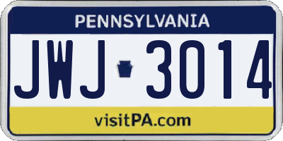 PA license plate JWJ3014