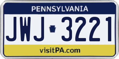 PA license plate JWJ3221