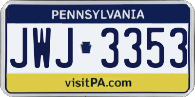 PA license plate JWJ3353