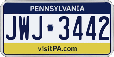 PA license plate JWJ3442