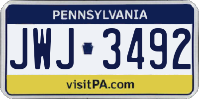 PA license plate JWJ3492