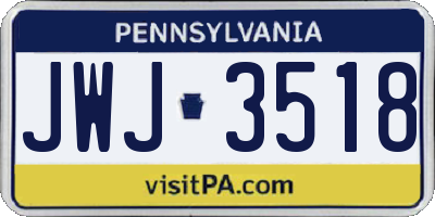 PA license plate JWJ3518