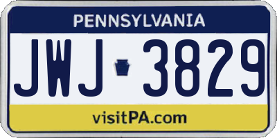 PA license plate JWJ3829