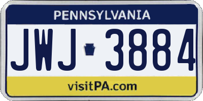 PA license plate JWJ3884