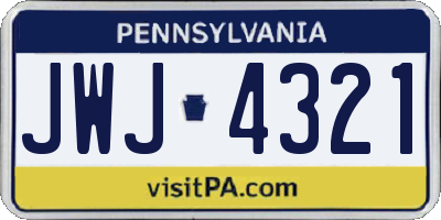 PA license plate JWJ4321