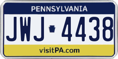 PA license plate JWJ4438