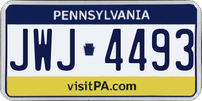 PA license plate JWJ4493