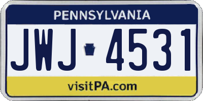 PA license plate JWJ4531