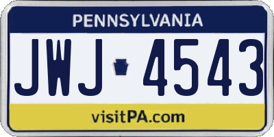 PA license plate JWJ4543