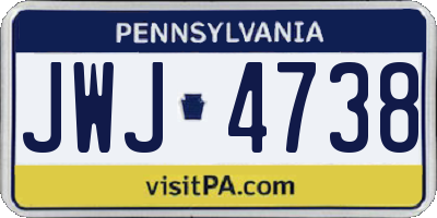 PA license plate JWJ4738