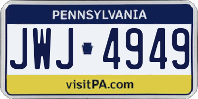 PA license plate JWJ4949